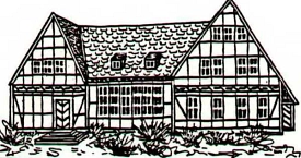 Freizeitheim Scheppau als Schwarzweisszeichnung.