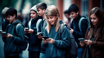 Schüler mit Smartphones KI&nbsp;&copy;&nbsp;AdobeStock 674721908
